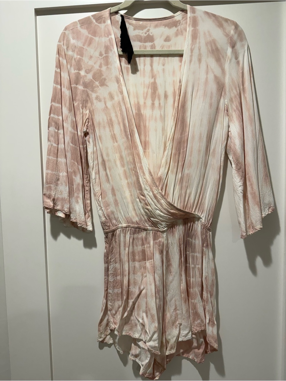 Blue Life Beige Tie-Dye Wrap Romper